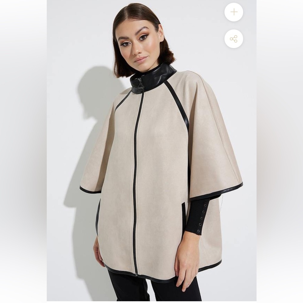 JOSEPH RIBKOFF SCUBA SUEDE COAT SAND/BLACK STYLE 223225 Size XL